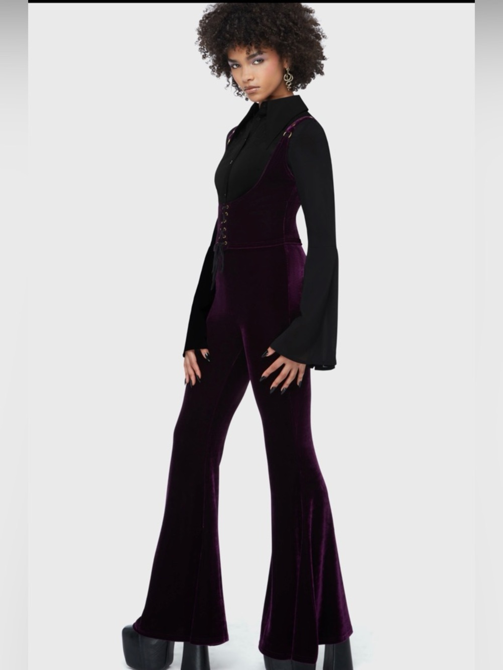Killstar Velvet Underbust Corset Top Large Plum - Picture 6 of 8